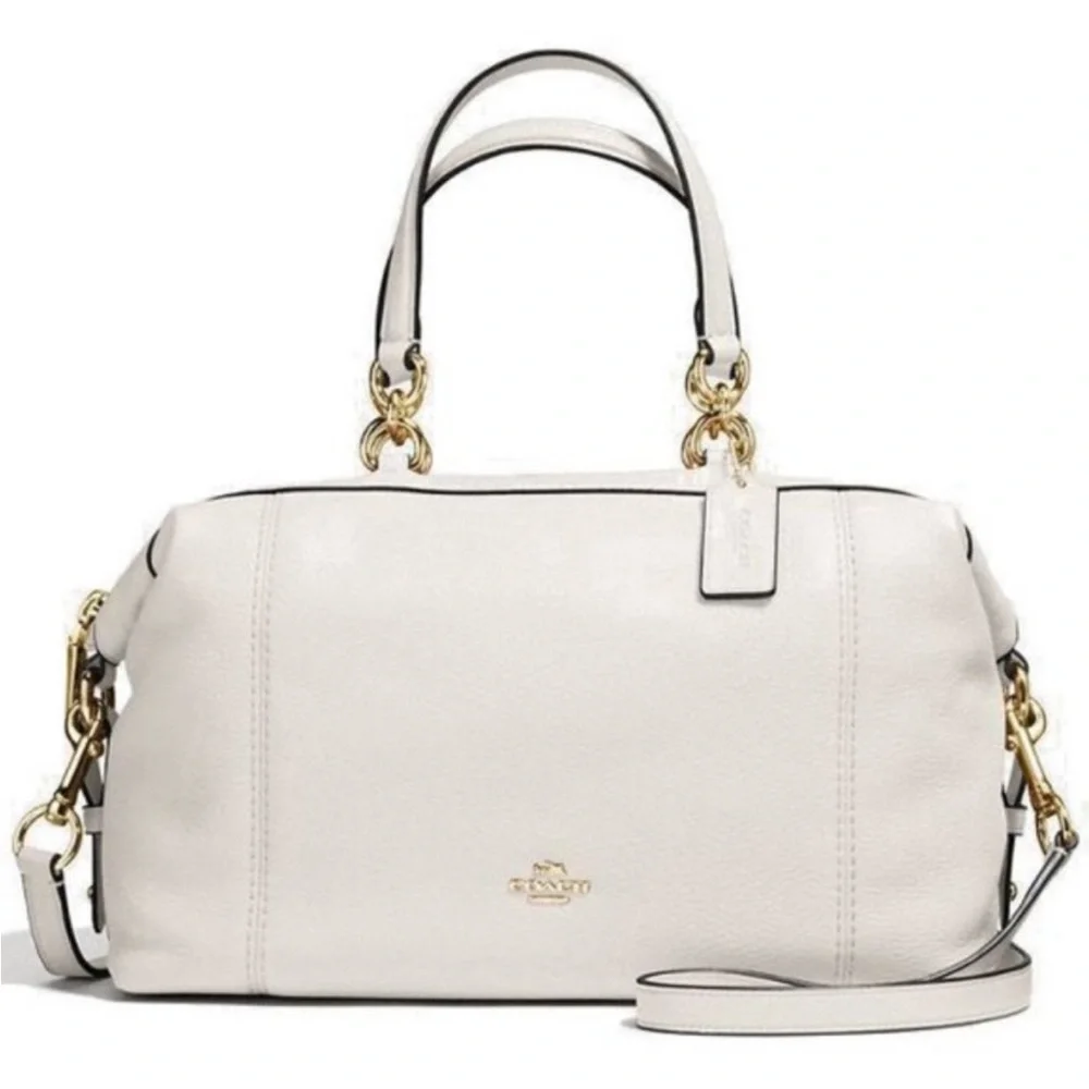 Coach Chalk White Pebbled Leather Lenox Satchel F59325